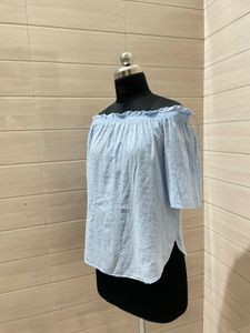 H&amp;M New Blue Off-Shoulder Top