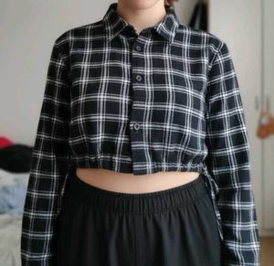 Plaid Crop Top Shirt for women (M)size