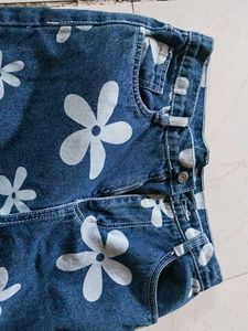 Floral Print Denim Jeans