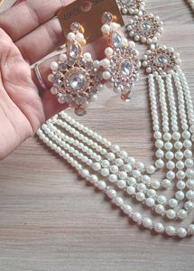 Pearl &amp; Crystal Indian Jewelry Set