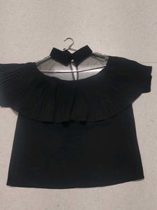 Sheer Black Top with Collar