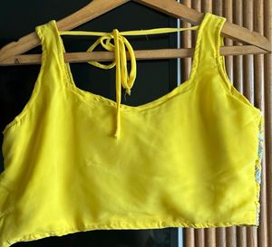 Yellow Palazzo - Choli Set with Net Jacket