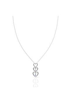 real 925 Silver Triple Heart Pendant Necklace