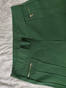Green Zipper Detail Trousers