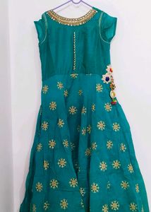 Teal &amp; Gold Embellished Gown