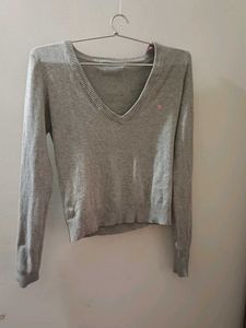 Gray V-Neck Sweater