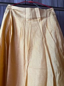 Gold Pleated Midi Skirt