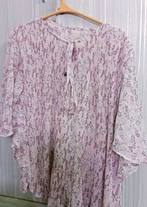 Floral Print Top with Ruffle Sleeves