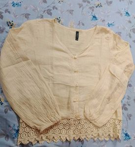 Trim Button-Up Blouse