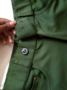 Olive Green Raw Hem Shorts
