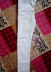 WOMEN SKINNY HIGH RISE WHITE JEANS(WAIST-26)