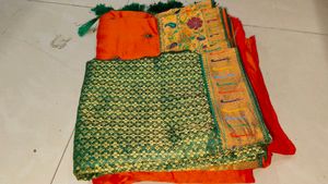Peshwai Paithani With Green Kath