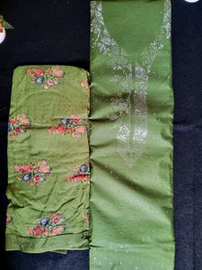 Cotton Semi-stitched Suit Printed Bottom N Dupatta
