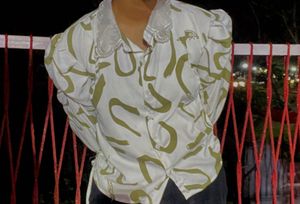 Patterned Shirt with Statement Collar