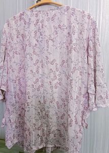 Floral Print Top with Ruffle Sleeves