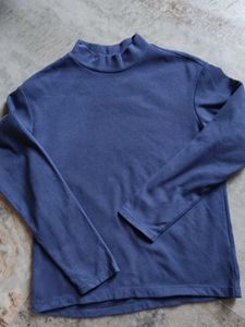 Blue Mock Neck Top