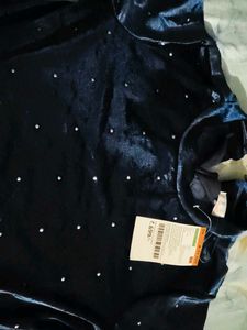 Velvety navy blue party wear blouse