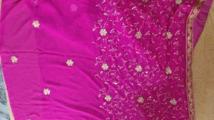 Pink Embroidered Saree