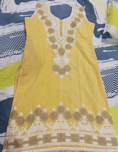 Yellow Embroidered Kurti