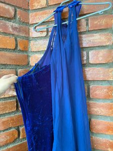 Elegant Blue Velvet Maxi Dress