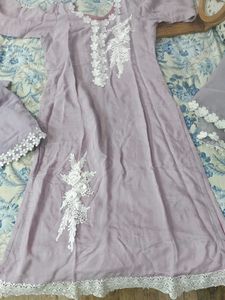Lavender Floral Lace Plazo Suit