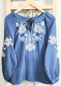 Boho Embroidered Peasant Top Size-44