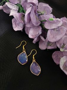 Blue &amp; Gold Teardrop Earrings