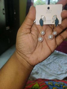 Leaf &amp; Pearl Drop Earrings