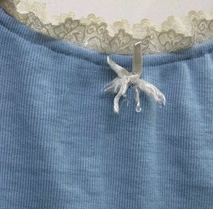 Cute Blue Lace Trim Top