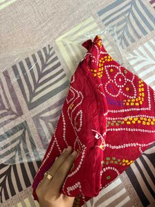Red Bandhani Print Saree