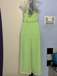 branded Lime Green Embellished Jumpsuit