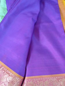 Kanjeevaram Purple &amp; Gold Botanical Fabric