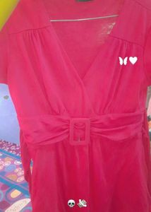 Red V-Neck Top
