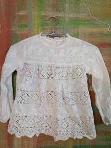 White Embroidered Eyelet Top