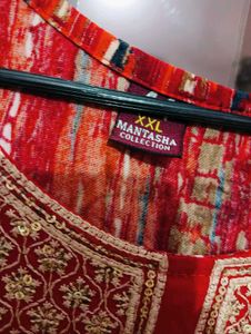 Red Embroidered Kurta