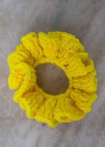 Yellow Crochet Scrunchie