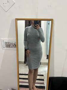 Gray Turtleneck Bodycon Dress