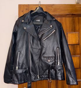 Black Faux Leather Biker Jacket
