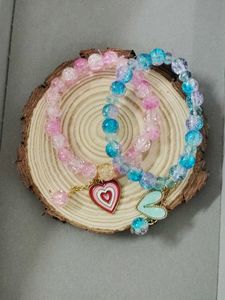 Beaded Heart Charm Bracelet Set