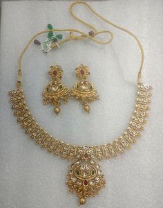 Matt Gold Finish Necklace Set.