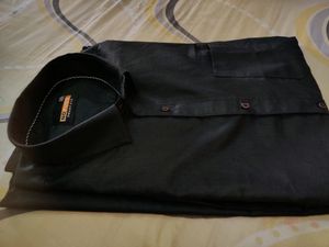 No Fuss Smart Fit Black Full Sleeves Shirt