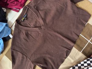 FYK Square Brown Ribbed Crop Top