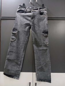 327. Gray Cargo Jeans for women