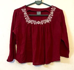 Embroidered Maroon Top (item 21)