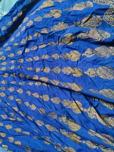 Blue &amp; Gold Print Anarkali