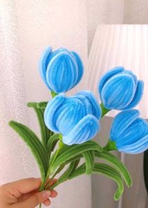 Blue Lily Pipe Cleaner Flower Bouquet