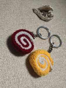 cherry red Swirl Cake Keychain