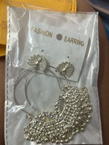 Silver Peacock Tassel Earrings