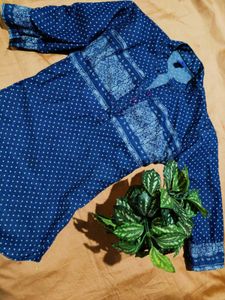 Navy blue White Polka Dot Tunic