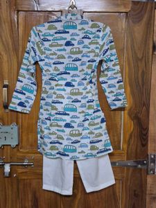 Kids Car Print Kurta Set ( Avl Sizes 2-7  Years)